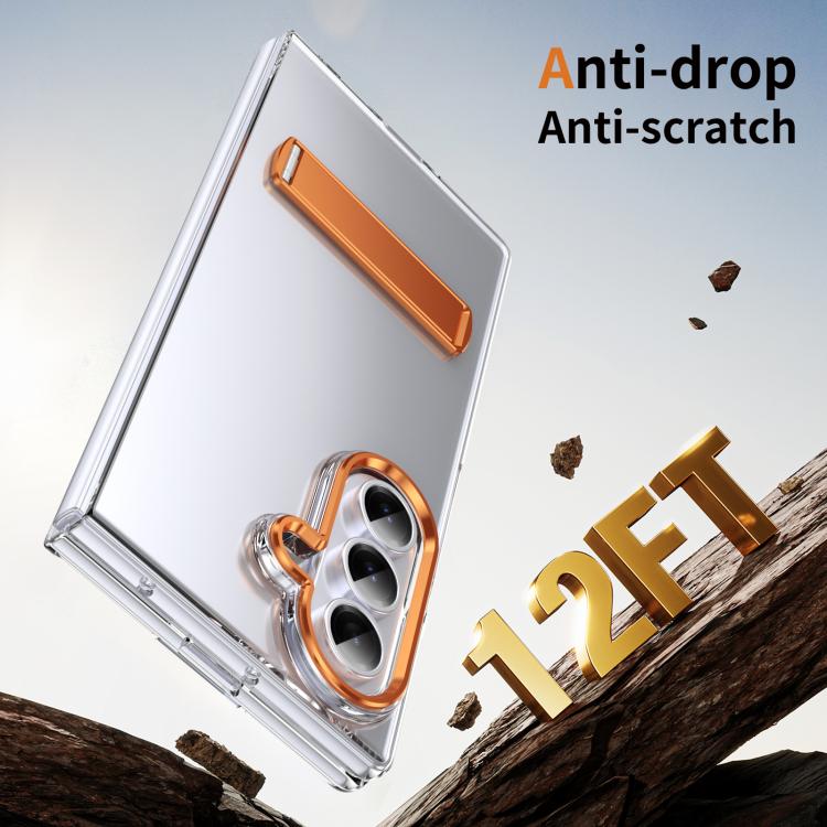 Funda híbrida de TPU y PC con soporte para Samsung Galaxy Z Fold7 5G (naranja)