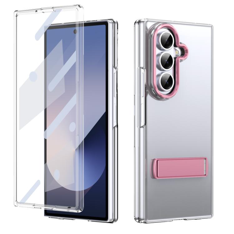 Funda híbrida de TPU y PC con soporte para Samsung Galaxy Z Fold7 5G (rosa)