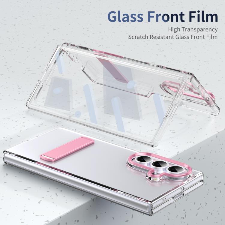 Funda híbrida de TPU y PC con soporte para Samsung Galaxy Z Fold7 5G (rosa)