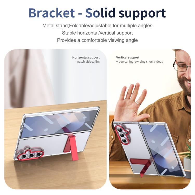 Funda híbrida de TPU y PC con soporte para Samsung Galaxy Z Fold7 5G (roja)