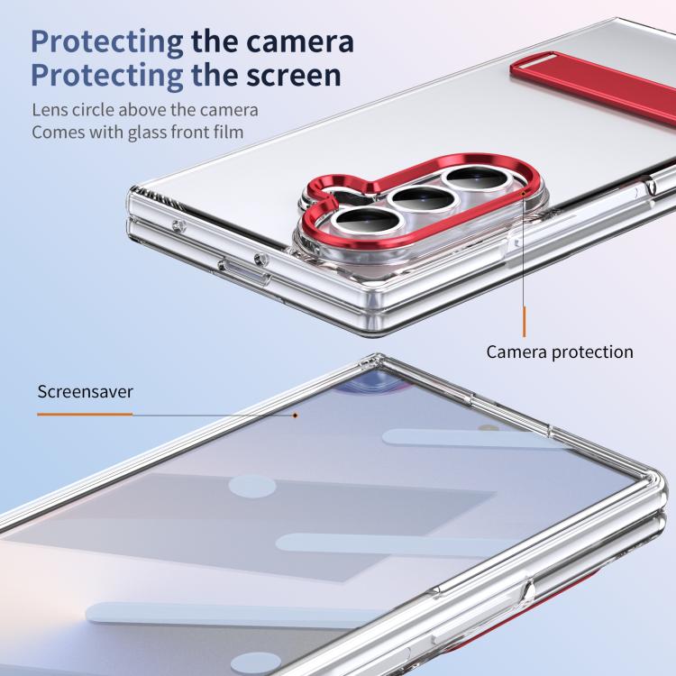 Funda híbrida de TPU y PC con soporte para Samsung Galaxy Z Fold7 5G (roja)