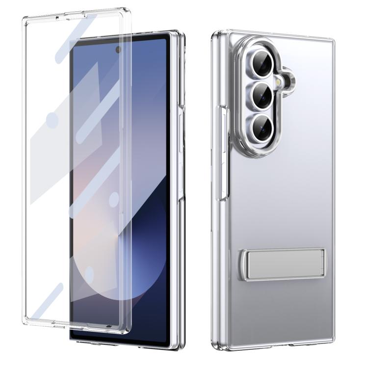 Funda híbrida de TPU y PC con soporte para Samsung Galaxy Z Fold7 5G (plateada)
