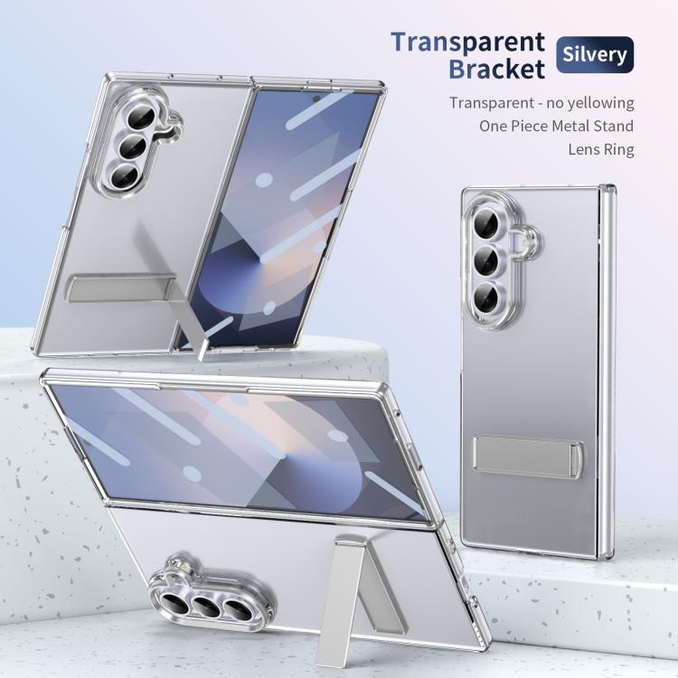 Funda híbrida de TPU y PC con soporte para Samsung Galaxy Z Fold7 5G (plateada)