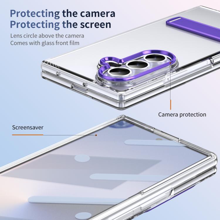 Funda híbrida de TPU y PC con soporte para Samsung Galaxy Z Fold7 5G (morada)