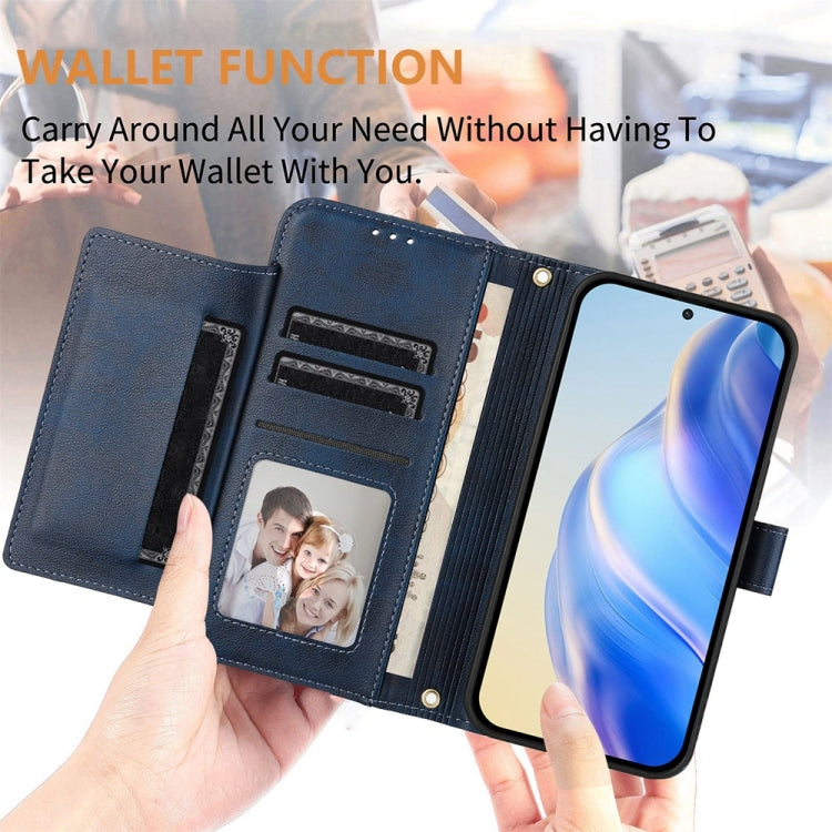 Funda de Cuero para Cubot Max 5 con Cremallera y Ranuras para Tarjetas (Azul)