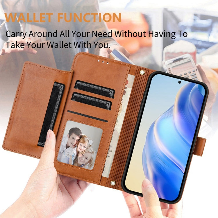 Funda de Cuero con Cremallera y Ranuras para Tarjetas para Cubot P50 (Marrón)