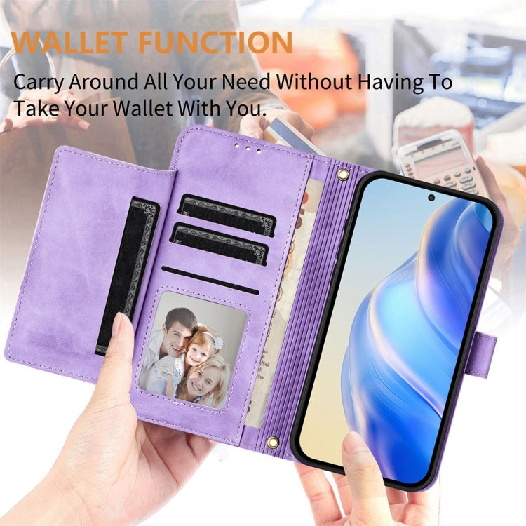 Funda de Cuero con Cremallera y Ranuras para Tarjetas para Cubot A10 (Morado)