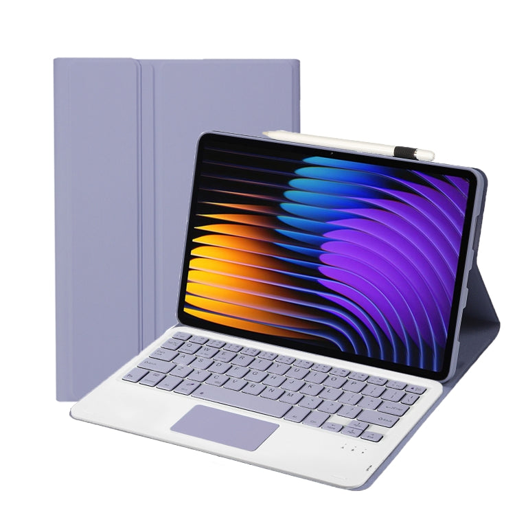 Funda de Cuero para Xiaomi Pad 7 y 7 Pro 11,2" con Teclado Bluetooth Desmontable y Panel Táctil (Blanco Lavanda)