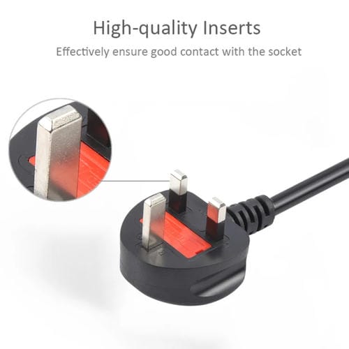 Cable de Alimentación para Ordenador con Enchufe Británico de 3 Pines, 5 Metros (Negro)