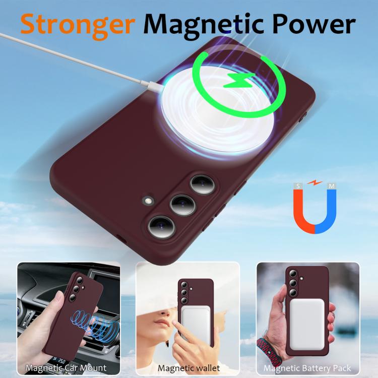 Funda de silicona Magsafe a prueba de golpes para Samsung Galaxy S25 FE 5G (color ciruela)