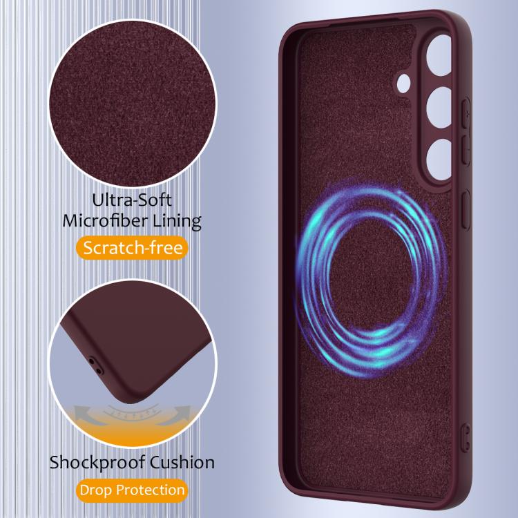 Funda de silicona Magsafe a prueba de golpes para Samsung Galaxy S25 FE 5G (color ciruela)