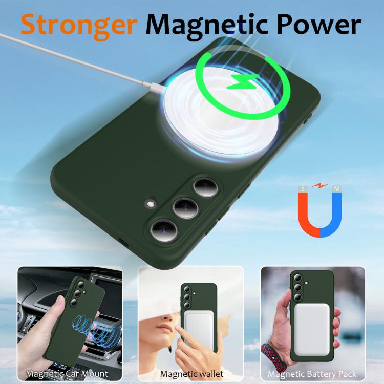 Funda de silicona Magsafe a prueba de golpes para Samsung Galaxy S25 FE 5G (verde oscuro)