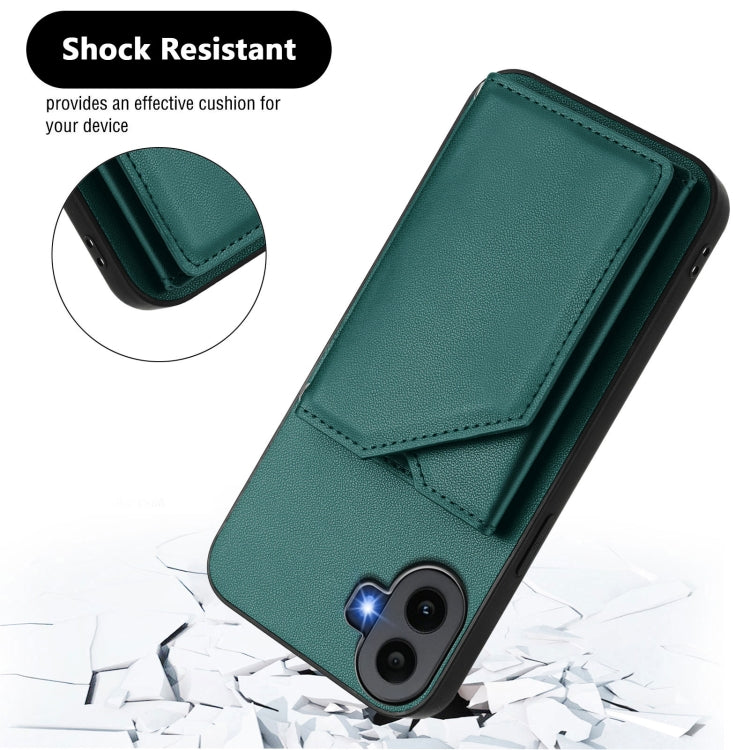 Estuche para Teléfono For Nothing cmf Phone 1 con 4 Ranuras para Tarjetas y Correa para Muñeca (Verde)
