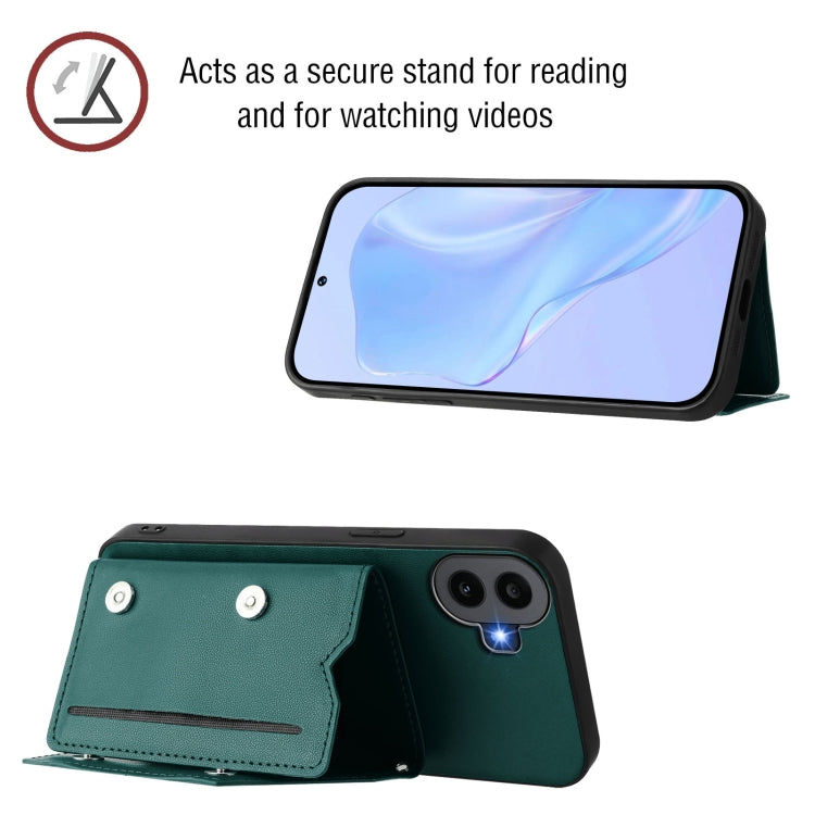Estuche para Teléfono For Nothing cmf Phone 1 con 4 Ranuras para Tarjetas y Correa para Muñeca (Verde)