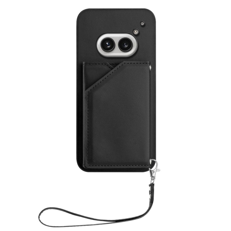 Estuche para teléfono For Nothing Phone 2A Skin Feel con 4 ranuras para tarjetas y correa para muñeca (Negro)