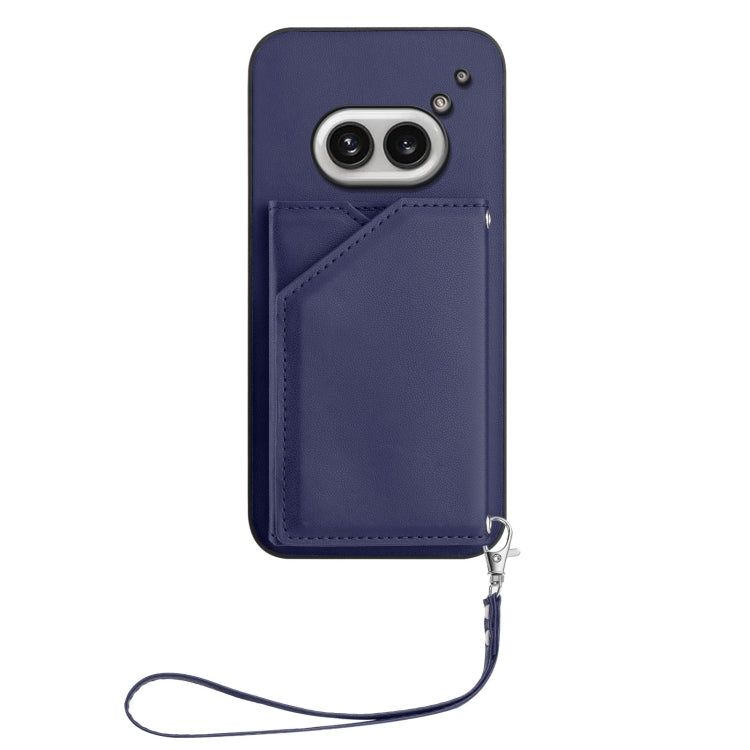 Estuche para Teléfono For Nothing Phone 2A Skin Feel con 4 Ranuras y Correa (Azul)