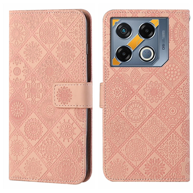 Funda de Cuero con Patrón En Relieve Estilo Étnico para Infinix GT 20 Pro (Rosa)