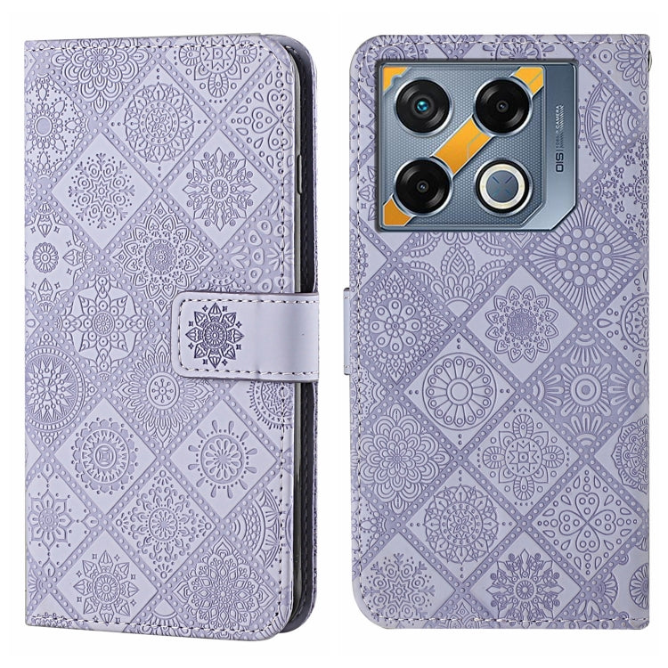Funda de Cuero con Patrón En Relieve Estilo Étnico para Infinix GT 20 Pro (Morado)