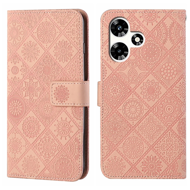 Funda de Cuero con Patrón en Relieve Estilo Étnico para Infinix Hot 30 4G (Rosa)