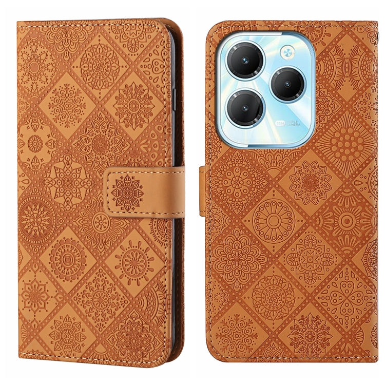 Funda de Cuero con Patrón en Relieve Étnico para Infinix Hot 40/40 Pro (Marrón)