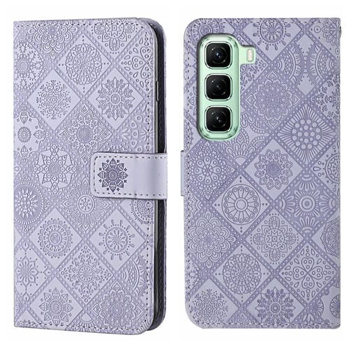 Funda de Cuero con Patrón en Relieve Estilo Étnico para Infinix Hot 50 4G (Morado)