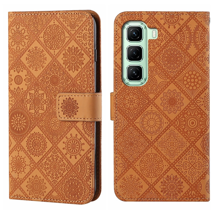Funda de Cuero con Patrón en Relieve Estilo Étnico para Infinix Hot 50 5G (Marrón)