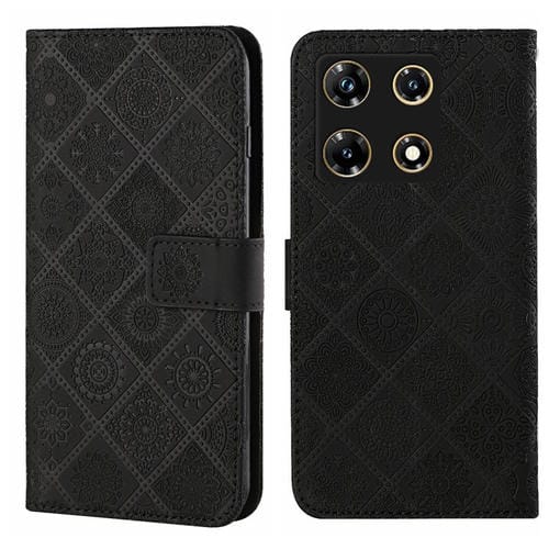 Funda de Cuero con Patrón en Relieve Estilo Étnico para Infinix Note 30 Pro 4G (Negro)