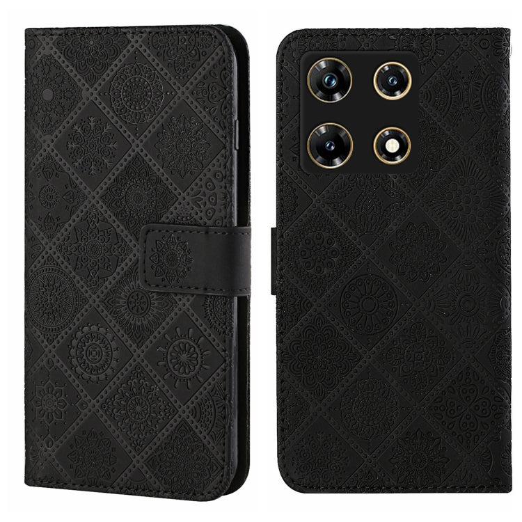 Funda de Cuero con Patrón en Relieve Estilo Étnico para Infinix Note 30 Pro 4G (Negro)