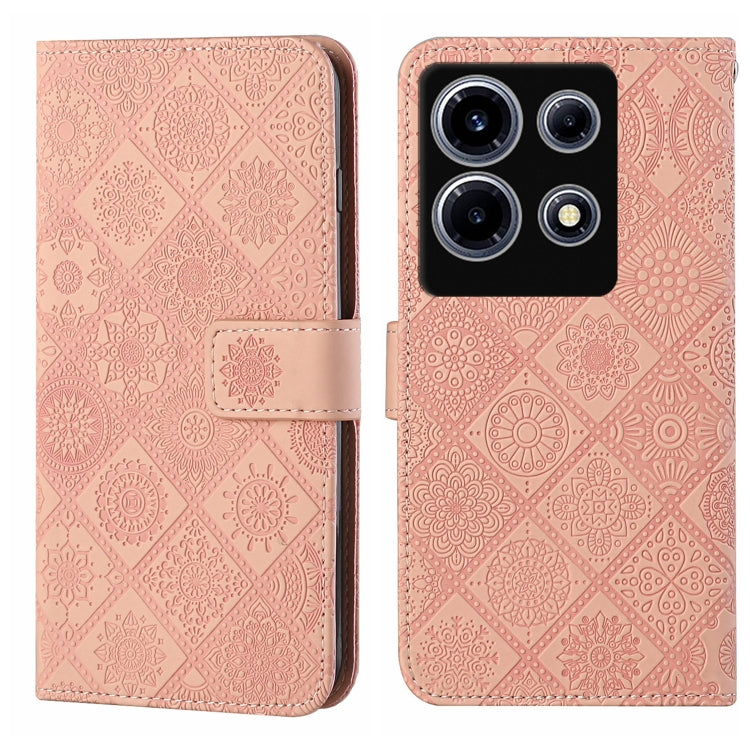 Funda de Cuero con Patrón en Relieve Estilo Étnico para Infinix Note 30 Vip (Rosa)