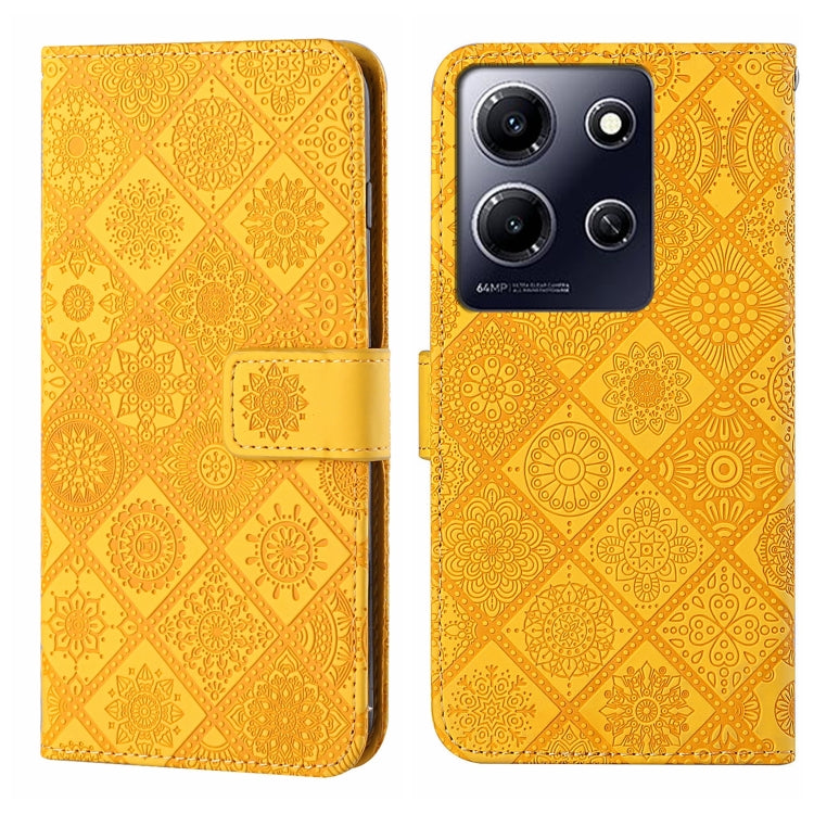 Funda de Cuero con Patrón en Relieve Estilo Étnico para Infinix Note 30I (Amarillo)