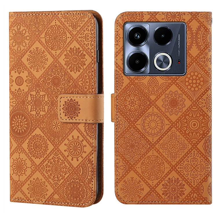 Funda de Cuero con Patrón En Relieve Estilo Étnico para Infinix Note 40 4G (Marrón)