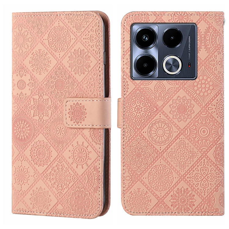 Funda de Cuero con Patrón en Relieve Estilo Étnico para Infinix Note 40 4G (Rosa)
