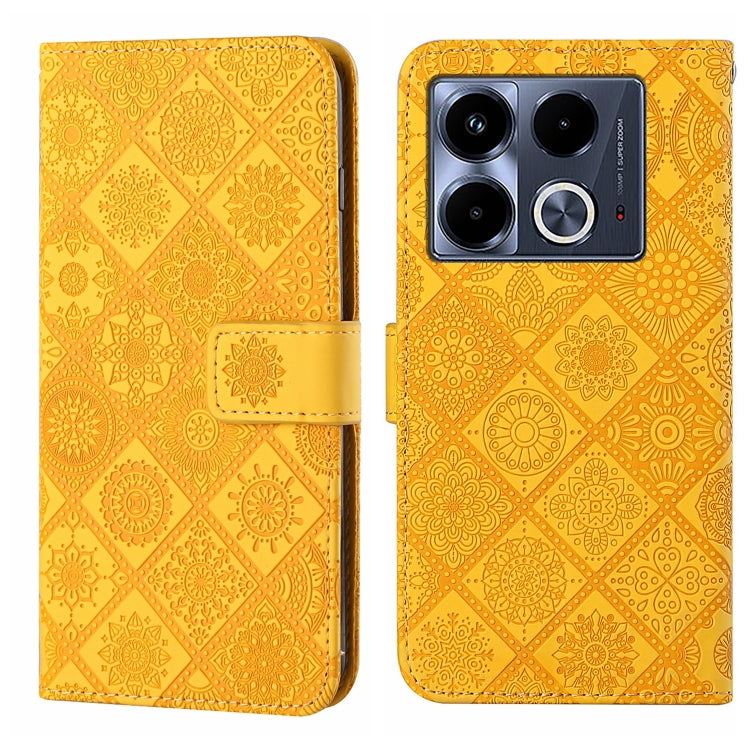 Funda de Cuero con Patrón en Relieve Estilo Étnico para Infinix Note 40 5G (Amarillo)