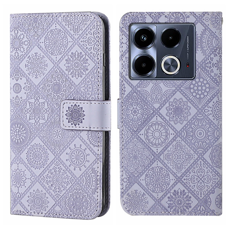 Funda de Cuero con Patrón en Relieve Estilo Étnico para Infinix Note 40 5G (Morado)