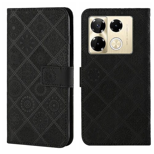 Funda de Cuero con Patrón en Relieve Estilo Étnico para Infinix Note 40 Pro (Negro)