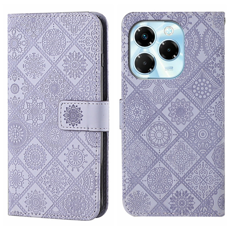 Funda de Cuero con Patrón En Relieve Estilo Étnico para Infinix Note 40X 5G (Morado)