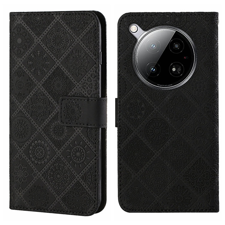 Funda de Cuero con Patrón En Relieve Estilo Étnico para Infinix Zero 40 4G (Negro)