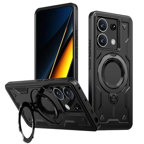 Funda híbrida de TPU con soporte MagSafe para Xiaomi Poco X6 (negro)