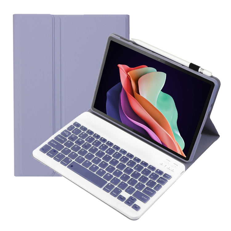 Funda de Cuero para Tableta Huawei Matepad Se 10.4 Ah13 con Teclado Bluetooth Desmontable (Blanco Lavanda)