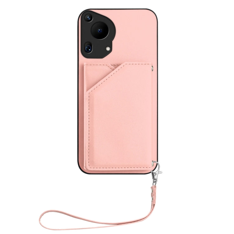 Funda para Teléfono Huawei Pura 70 Ultra Skin Feel con 4 Ranuras para Tarjetas y Correa (Rosa)