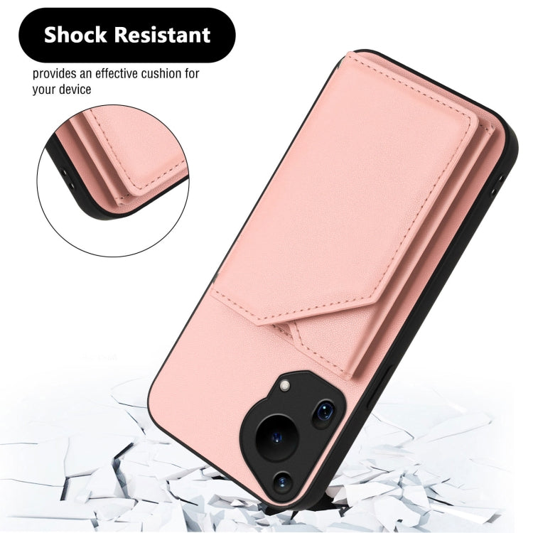 Funda para Teléfono Huawei Pura 70 Ultra Skin Feel con 4 Ranuras para Tarjetas y Correa (Rosa)