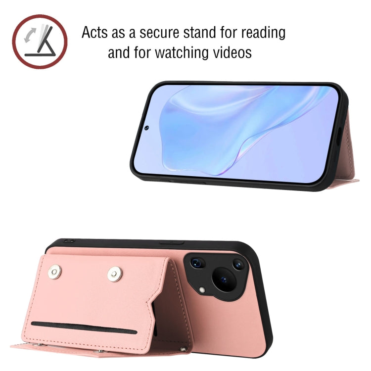 Funda para Teléfono Huawei Pura 70 Ultra Skin Feel con 4 Ranuras para Tarjetas y Correa (Rosa)