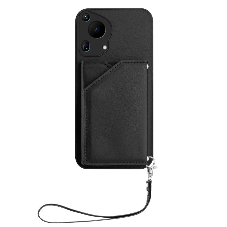 Funda para Teléfono Huawei Pura 70 Ultra Skin Feel con 4 Ranuras para Tarjetas y Correa (Negra)