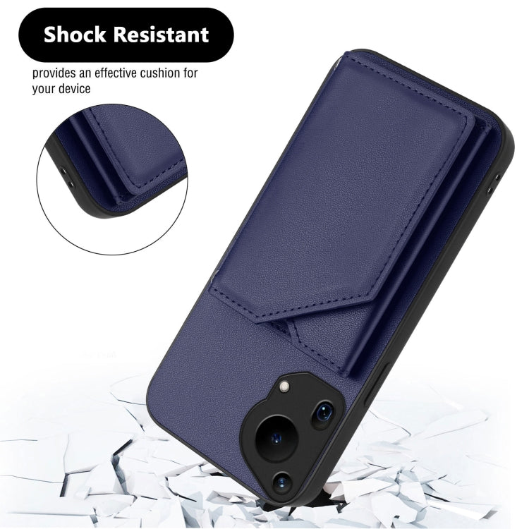 Funda para Teléfono Huawei Pura 70 Ultra Skin Feel con 4 Ranuras y Correa (Azul)
