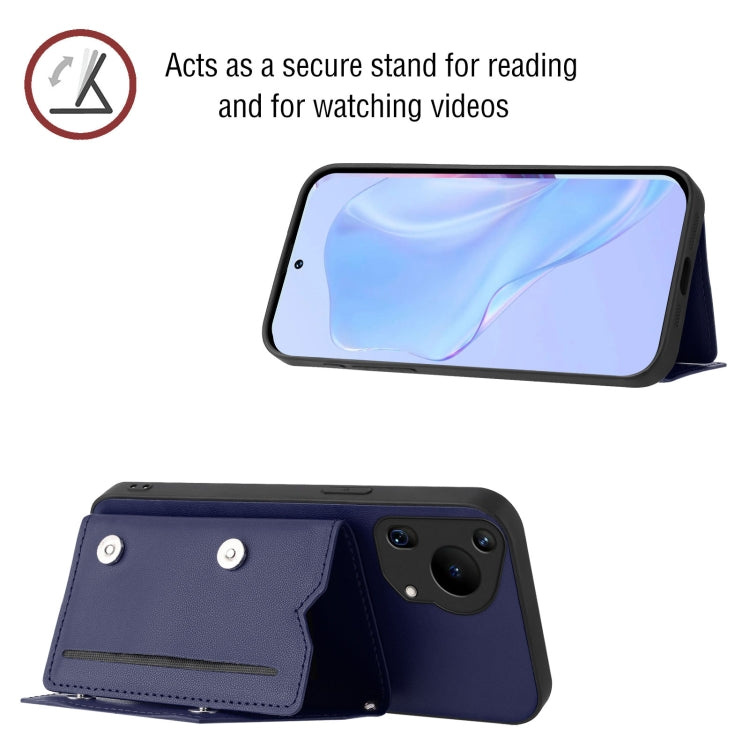 Funda para Teléfono Huawei Pura 70 Ultra Skin Feel con 4 Ranuras y Correa (Azul)