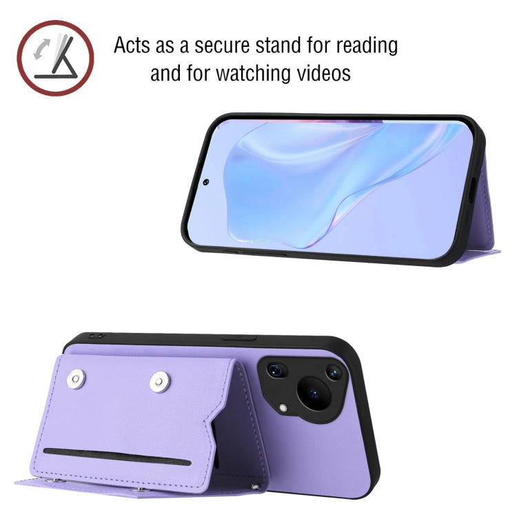 Funda para Teléfono Huawei Pura 70 Ultra Skin Feel con 4 Ranuras y Correa (Morado)