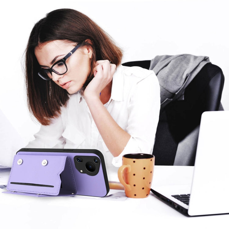 Funda para Teléfono Huawei Pura 70 Ultra Skin Feel con 4 Ranuras y Correa (Morado)