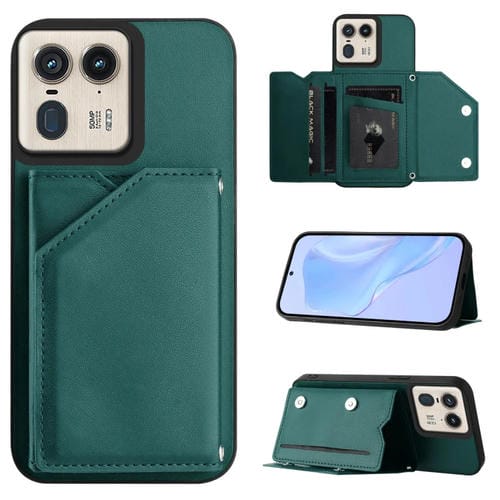 Funda para Motorola Moto X50 Ultra Skin Feel con 4 Ranuras para Tarjetas y Correa (Verde)