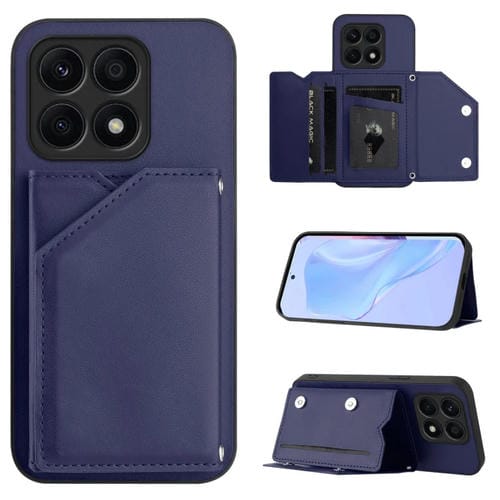 Funda para Teléfono Honor X8A Skin Feel con 4 Ranuras para Tarjetas y Correa (Azul)