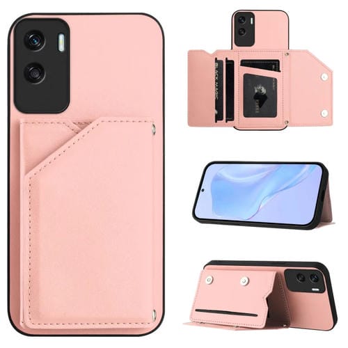 Funda para Teléfono Honor X50I/90 Lite Skin Feel con 4 Ranuras y Correa (Rosa)